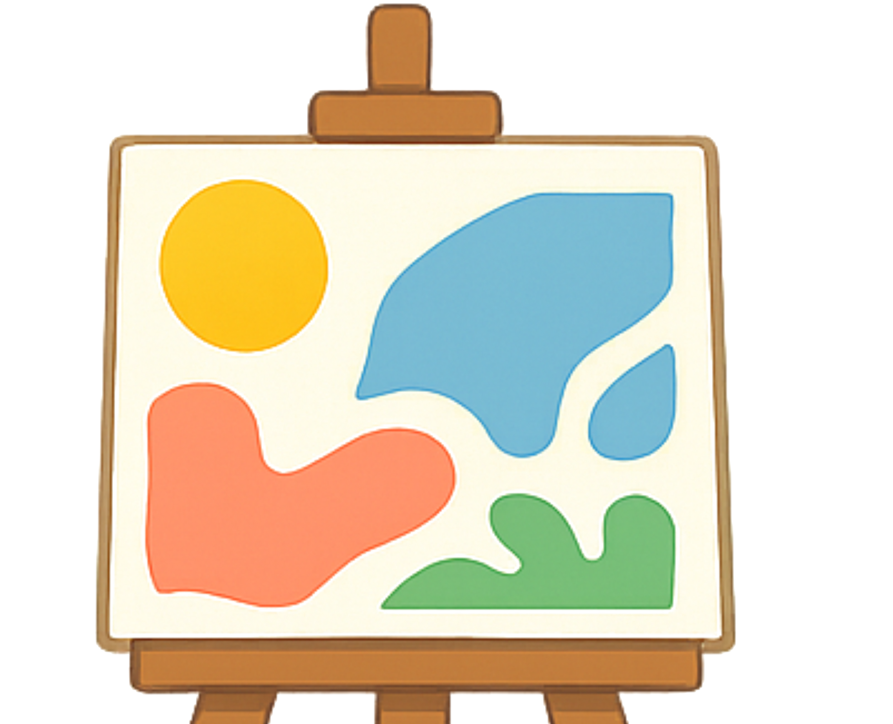 A wooden easel with a colourful painted canvas